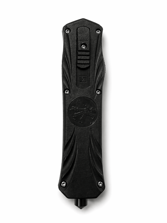 Black Airsoft automata kés, kiugró pengével