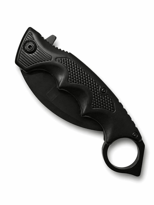 Karambit kés, Black Airsoft, összecsukható, gyűrűvel