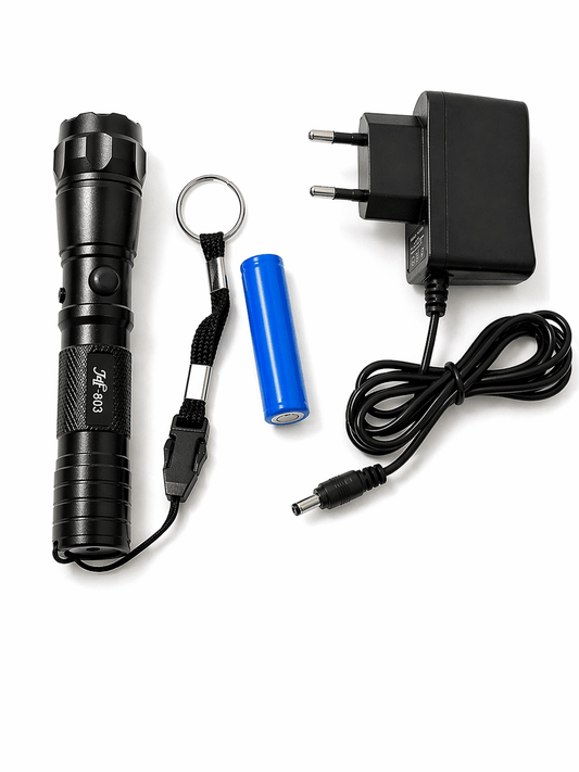 Black Airsoft 903 12V LED zseblámpa töltővel és akkumulátorral