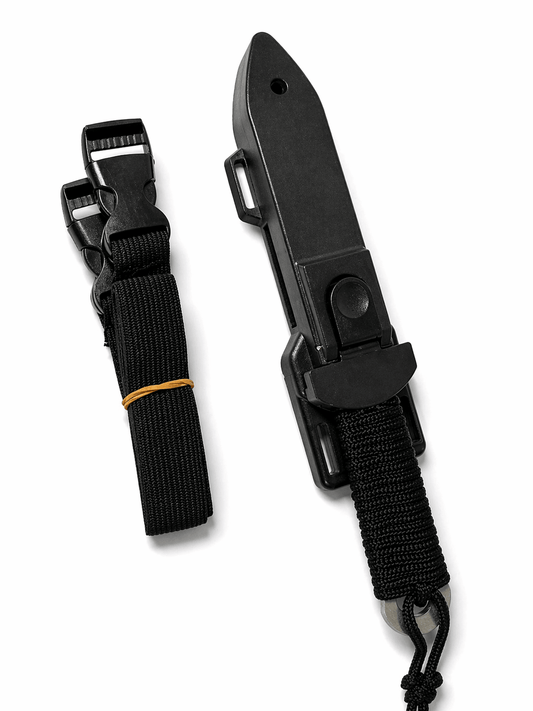 Black Airsoft taktikai kés tokkal és elasztikus övekkel a rejtett viseléshez