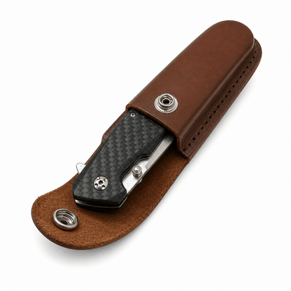 Bőrtok, késtartó tok övcsattal
