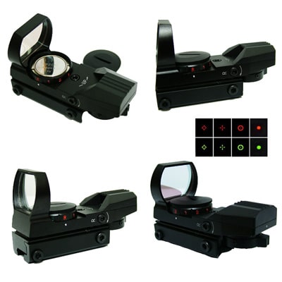 HD-101 reflex irányzék piros és zöld céltávcsővel, 4 üzemmód és állítható fényerő