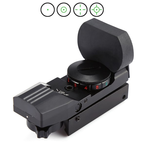 HD-101 reflex irányzék piros és zöld céltávcsővel, 4 üzemmód és állítható fényerő