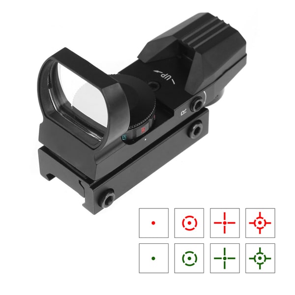 HD-101 reflex irányzék piros és zöld céltávcsővel, 4 üzemmód és állítható fényerő
