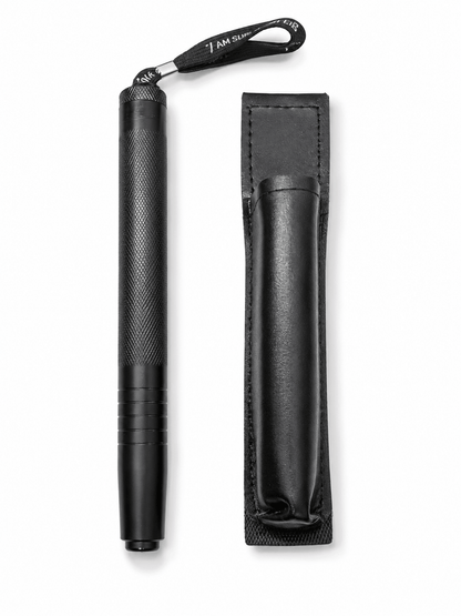 Teleszkópos acélbot, Black Airsoft DEFENDER, 50 cm, bőr tokkal