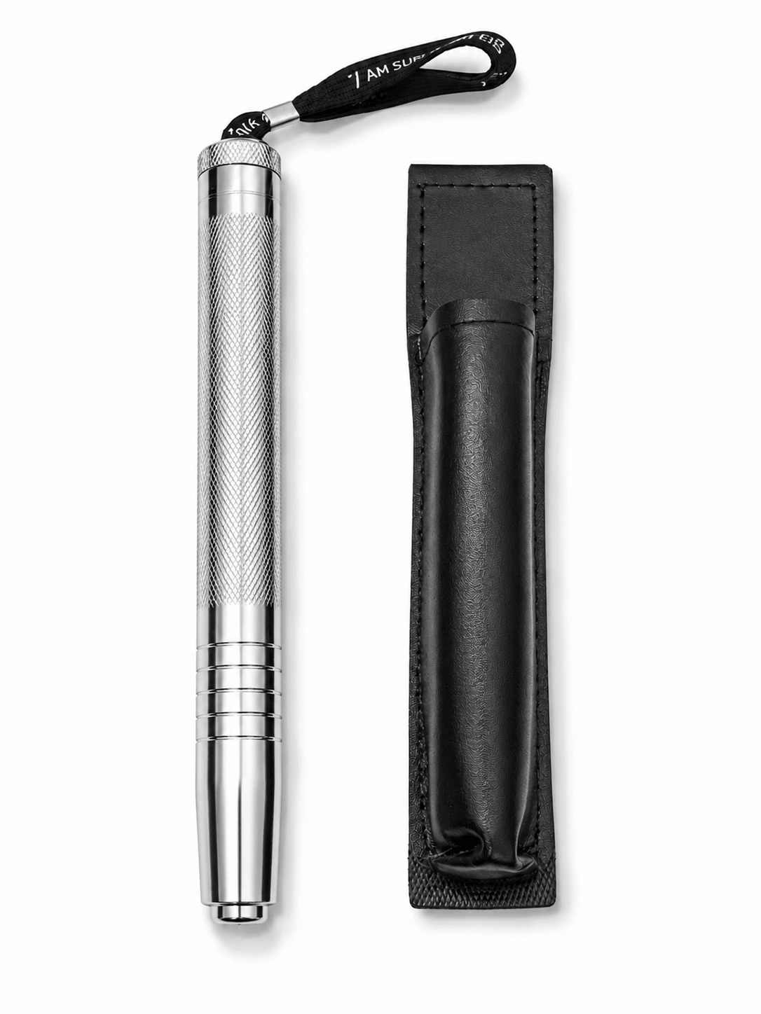 Teleszkópos acélbot, Black Airsoft DEFENDER, 50 cm, bőr tokkal
