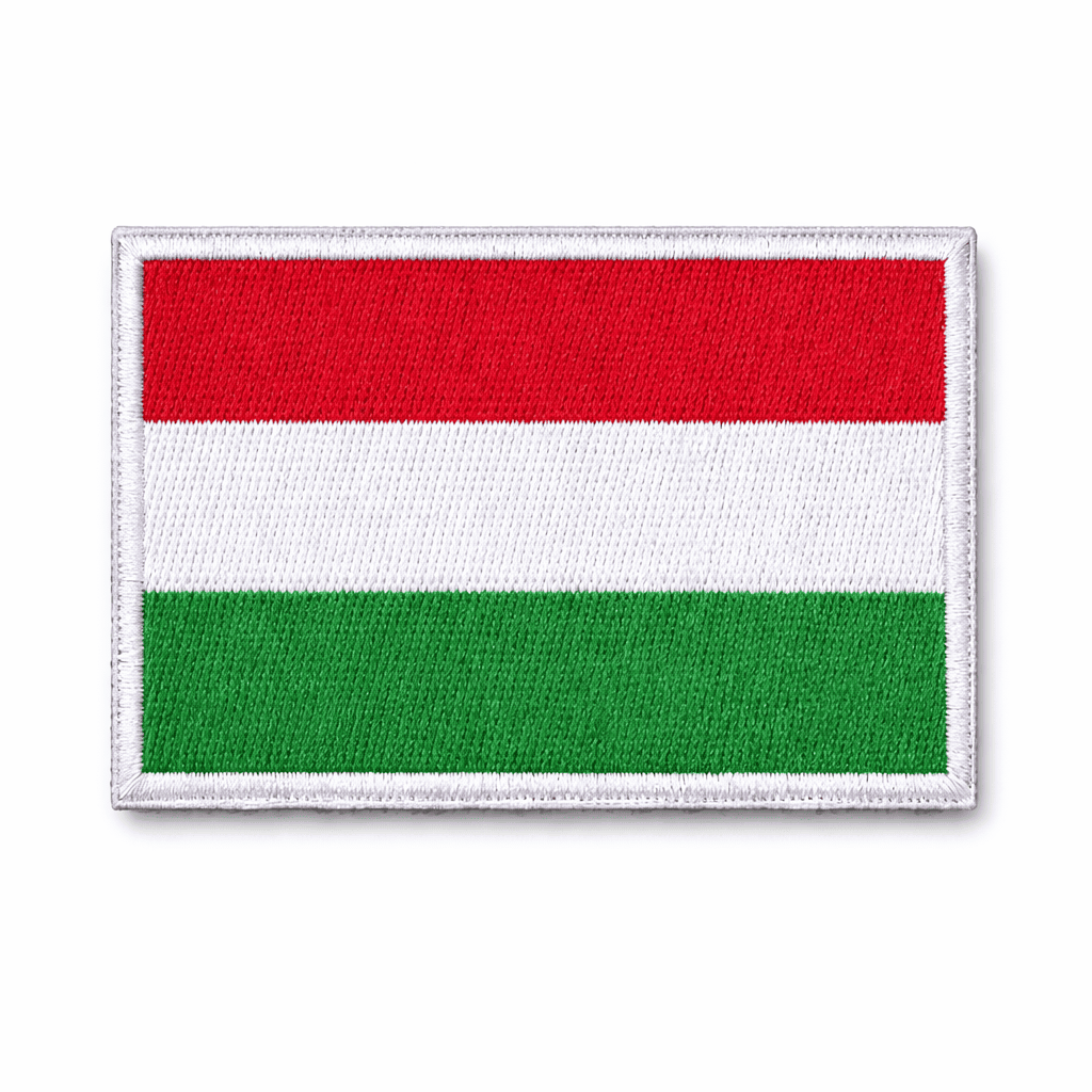 Hímzett tépőzáras felvarró 5x8 cm - magyar zászló