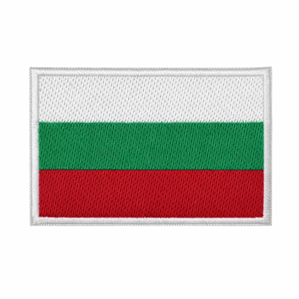 Hímzett tépőzáras felvarró 5x8 cm - bolgár zászló