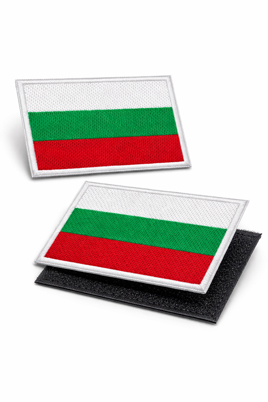 Hímzett tépőzáras felvarró 5x8 cm - bolgár zászló
