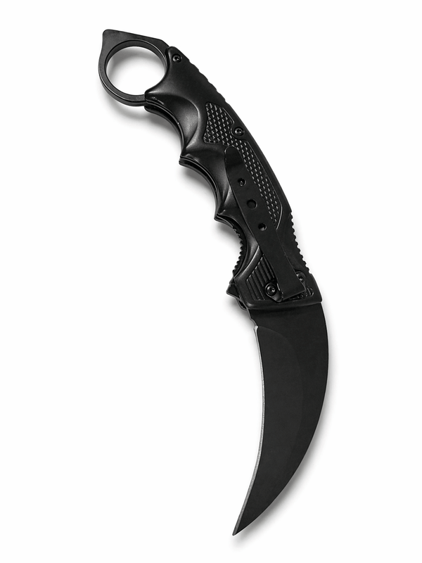 Karambit kés, Black Airsoft, összecsukható, gyűrűvel