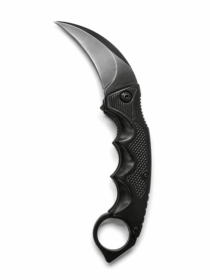 Karambit kés, Black Airsoft, összecsukható, gyűrűvel