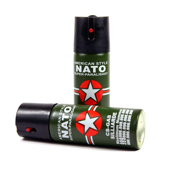 Bénító spray NATO CS-GAS 60 ml – önvédelmi spray sugárfúvókával, 3 m hatótávolsággal