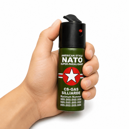 Bénító spray NATO CS-GAS 60 ml – önvédelmi spray sugárfúvókával, 3 m hatótávolsággal