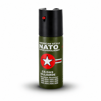 Bénító spray NATO CS-GAS 60 ml – önvédelmi spray sugárfúvókával, 3 m hatótávolsággal