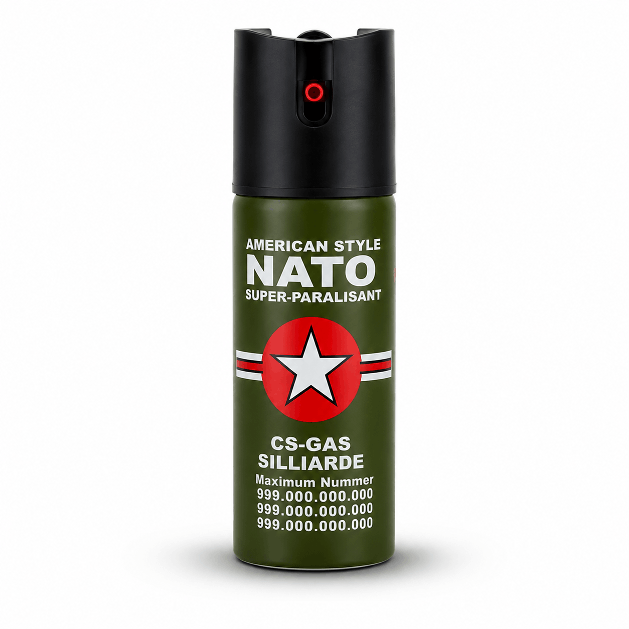 Bénító spray NATO CS-GAS 60 ml – önvédelmi spray sugárfúvókával, 3 m hatótávolsággal