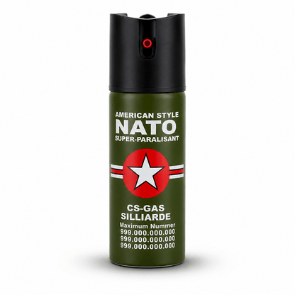 Bénító spray NATO CS-GAS 60 ml – önvédelmi spray sugárfúvókával, 3 m hatótávolsággal