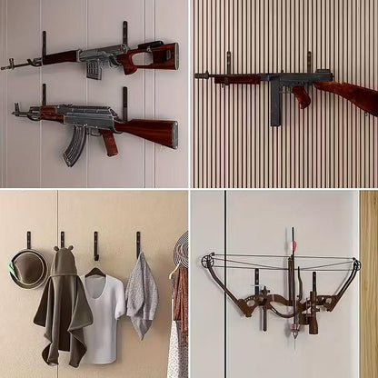 Fegyvertartó állvány, 2 db puska akasztó, fekete