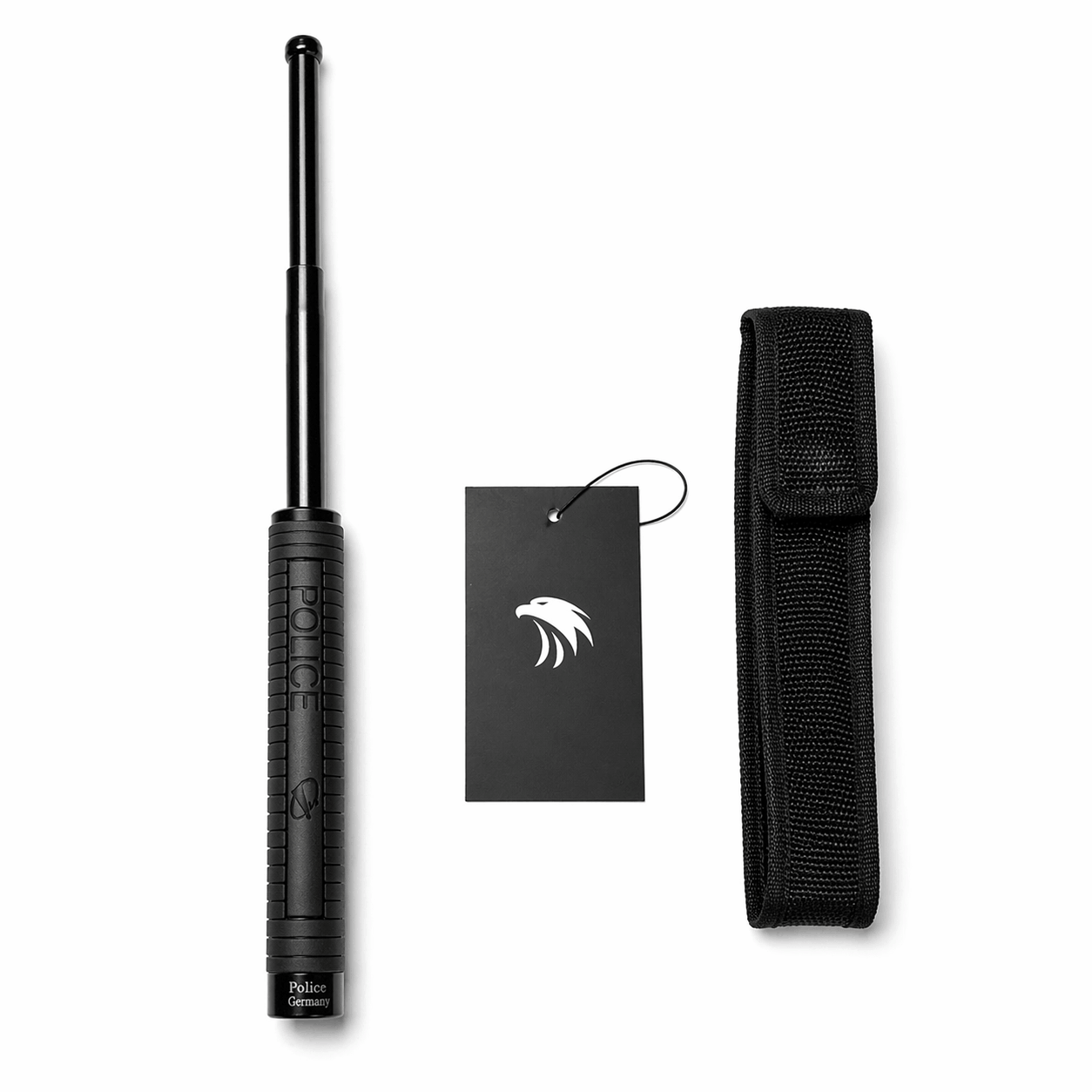 Teleszkópos acélbot, Black Airsoft POLICE, 60 cm, tokkal