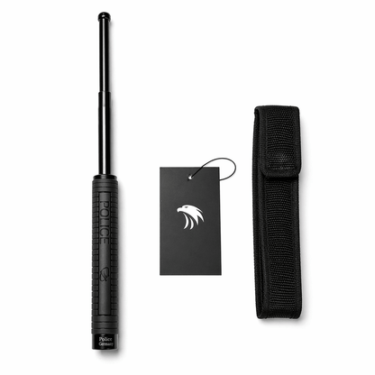 Teleszkópos acélbot, Black Airsoft POLICE, 60 cm, tokkal
